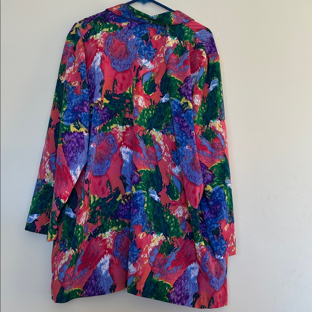 Roaman's vintage Colorful Abstract Blazer women’s 26 multicolor Floral boho - Picture 6 of 7